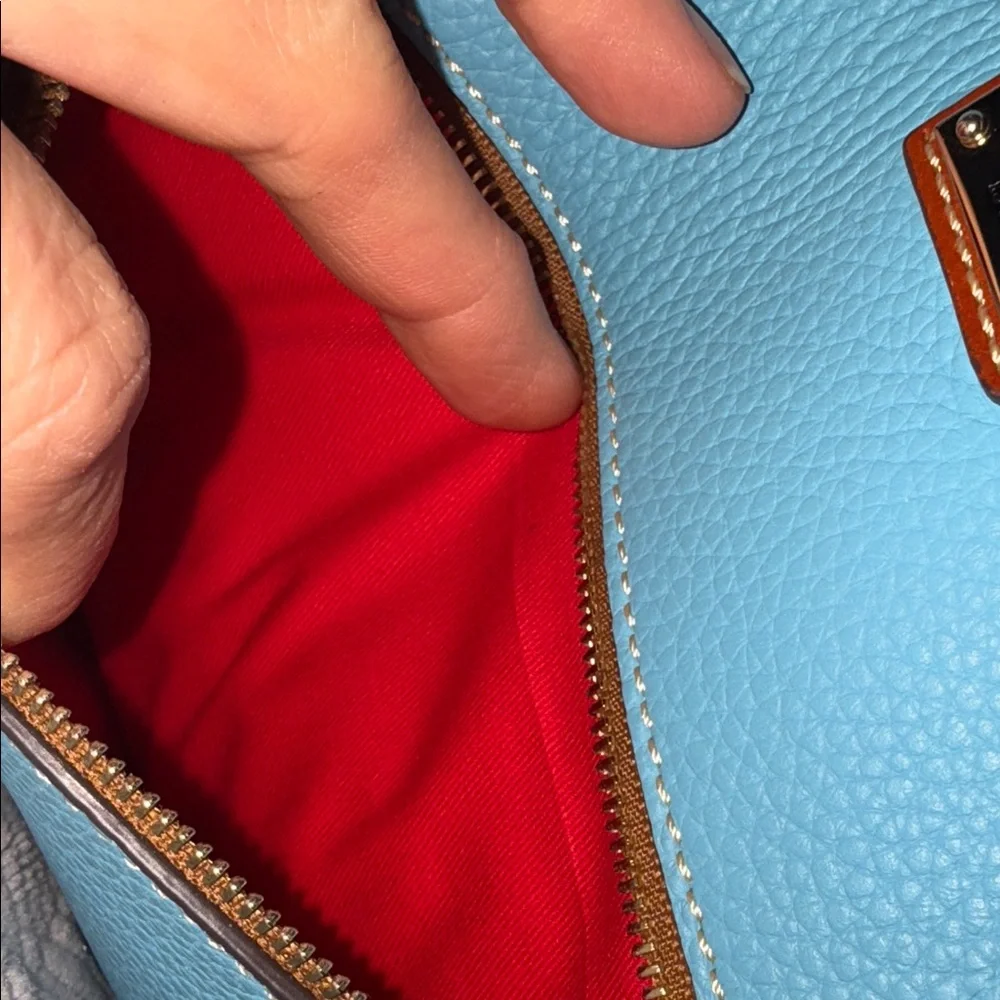 Dooney & Bourke Blue & Tan Leather Tote Bag LIKE NEW - Picture 6 of 15